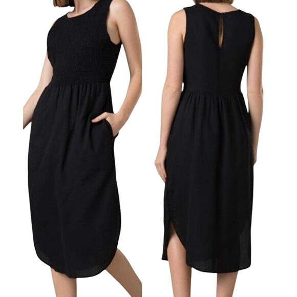 Prana Seakissed Dress Sleeveless Smoked Bodice Pockets - Black Size Small - $99 - Picture 1 of 10